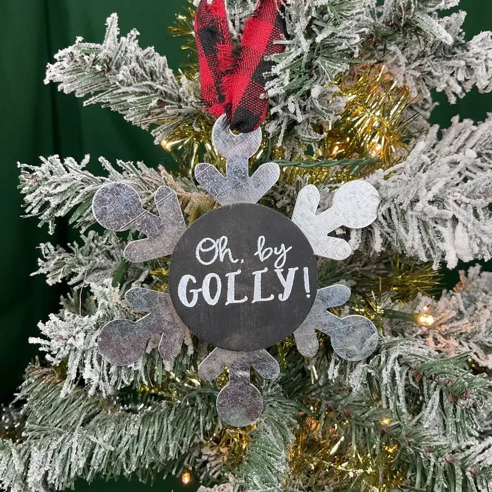 Rustic Galvanized Metal Snowflake Christmas Ornament Oh By Golly Buffalo Plaid